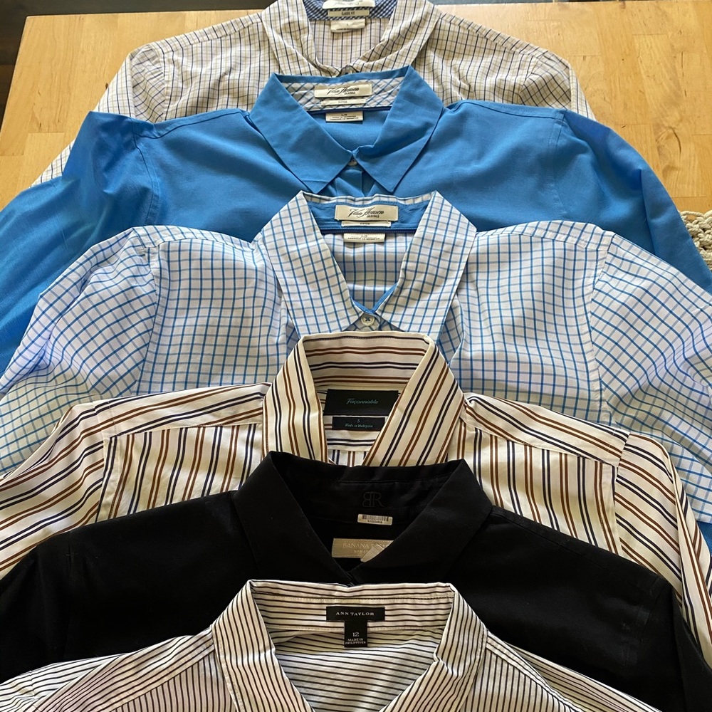 6 shirts M (Van Heusen, Ann Taylor, B. Republic)